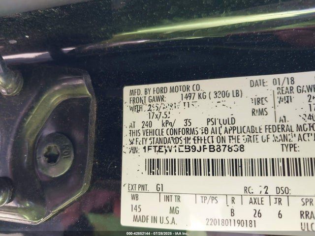 Ford 3.3l tivct 2018 1FTEW1EB9JFB87838 Image 9