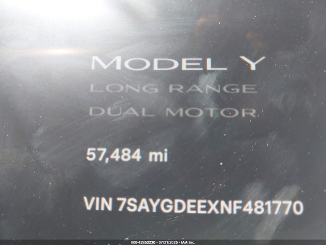 2022 TESLA MODEL Y 7SAYGDEEXNF481770 Photo 6