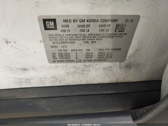 Chevrolet LUV 2015 KL7CJLSB4FB118928 Image 9