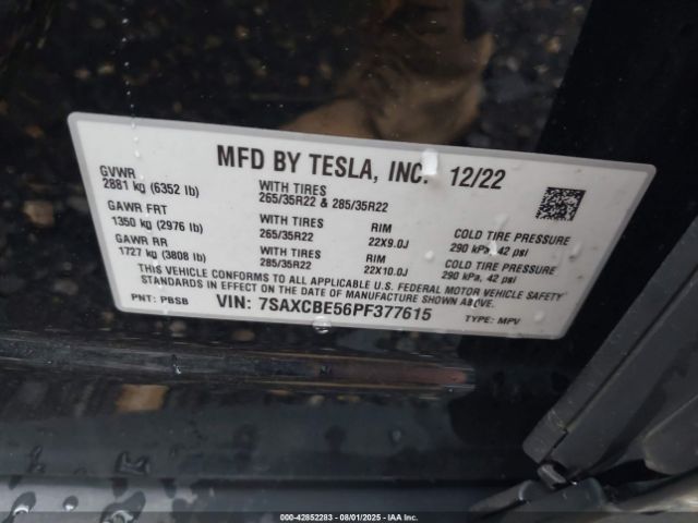 2023 TESLA MODEL X 7SAXCBE56PF377615 Photo 8