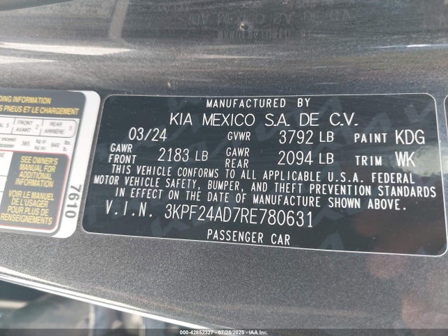 3KPF24AD7RE780631 KIA mpi nu