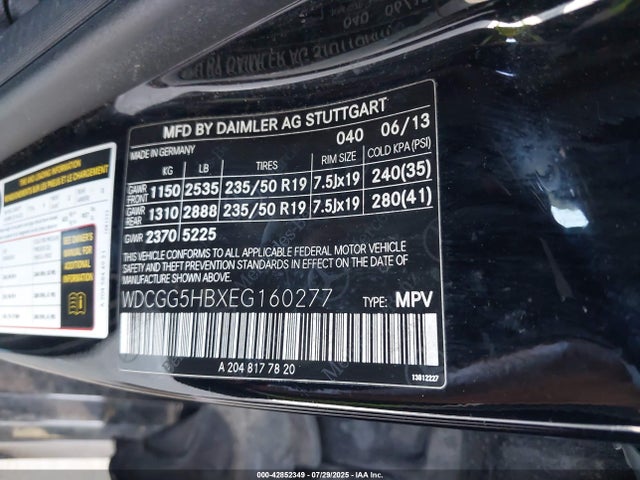 WDCGG5HBXEG160277 Mercedes-Benz 2014