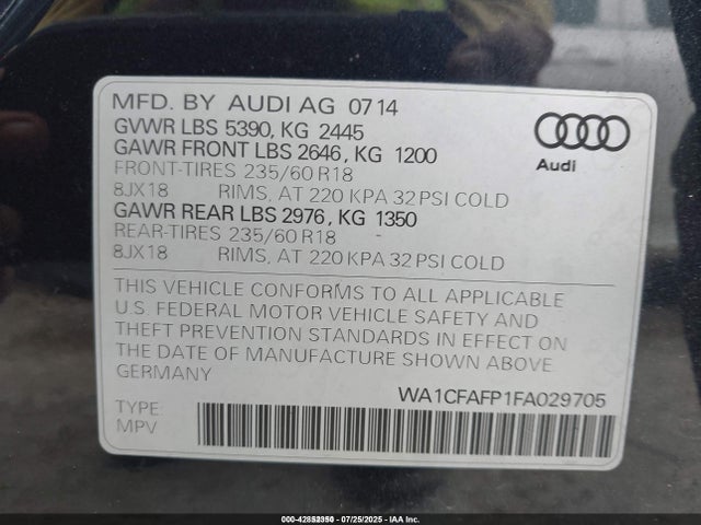2015 AUDI Q5 WA1CFAFP1FA029705 Photo 8