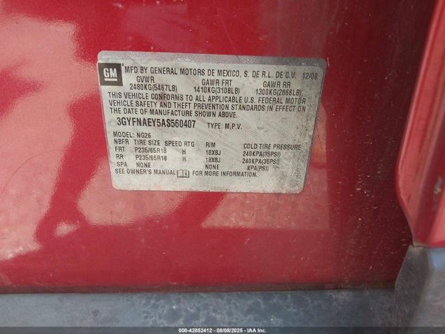 2010 CADILLAC SRX 3GYFNAEY5AS560407 Photo 8