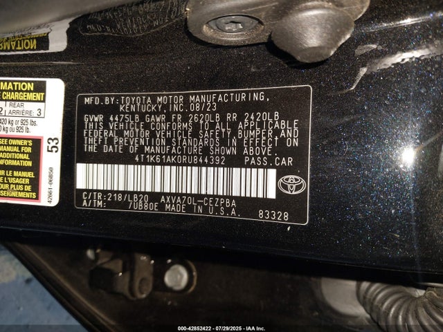 4T1K61AK0RU844392 Toyota a25a-fks