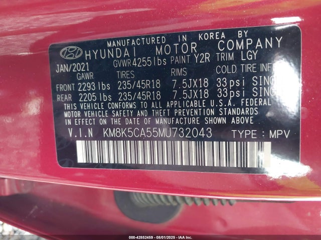 Hyundai t-gdi gamma 2021 KM8K5CA55MU732043 Image 9