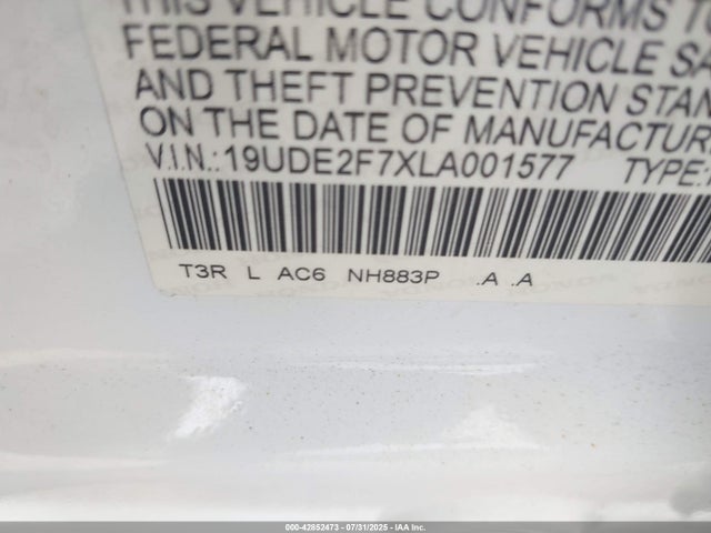 42852473 :رقم المزاد ، 19UDE2F7XLA001577 vin ، 2020 Acura Ilx Premium Package/technology Package مزاد بيع