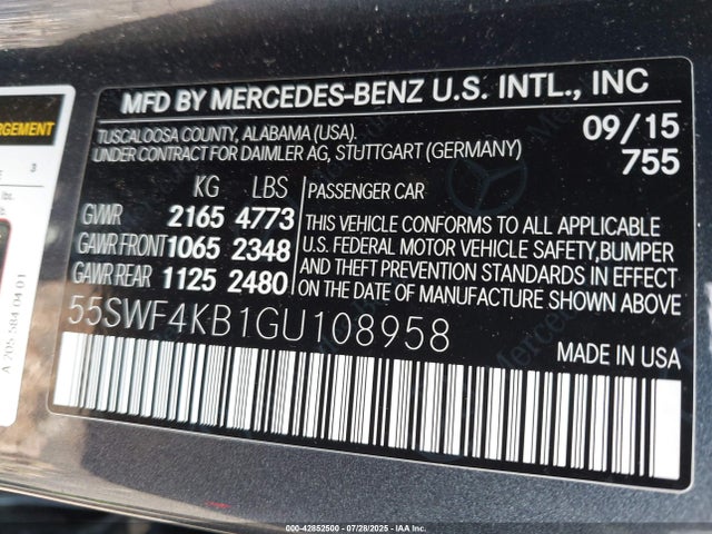 Mercedes-Benz 2016 2016 55SWF4KB1GU108958 Image 9
