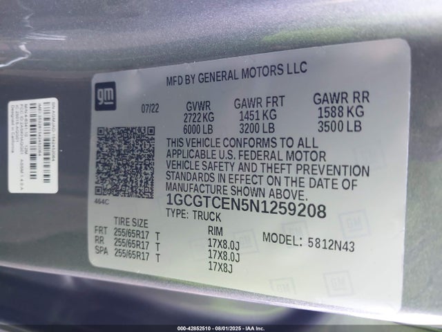 1GCGTCEN5N1259208 Chevrolet lgz