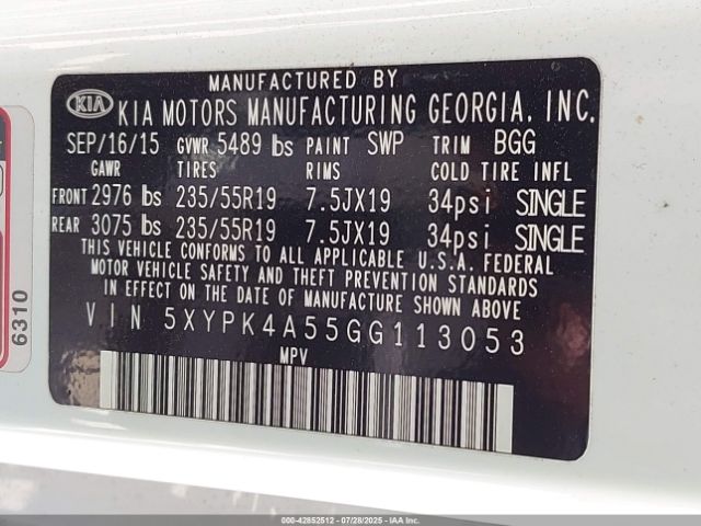 2016 KIA SORENTO 5XYPK4A55GG113053 Photo 8