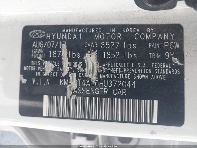 Hyundai 2017 2017 KMHCT4AE6HU372044 Image 9
