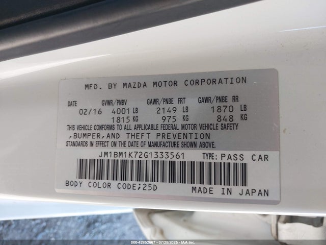 JM1BM1K72G1333561 Mazda pe