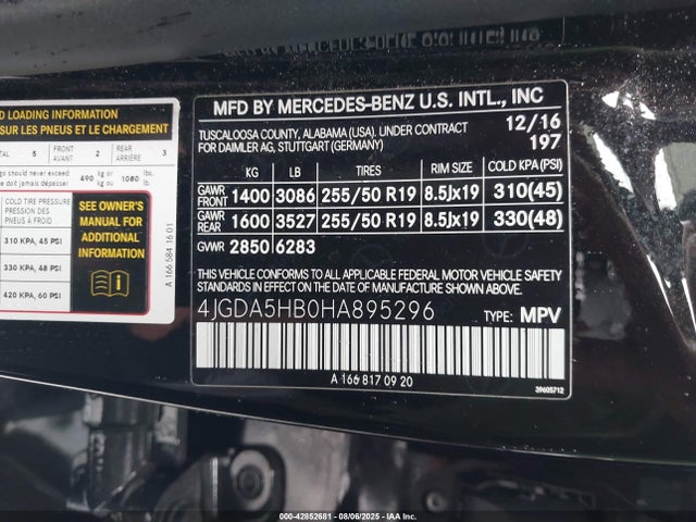 Mercedes-Benz m276 2017 4JGDA5HB0HA895296 Image 9