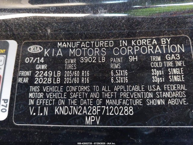 KIA dohc gdi gamma 2015 KNDJN2A28F7120288 Image 9