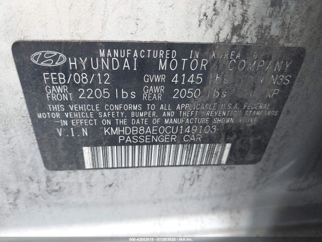 42852819 :رقم المزاد ، KMHDB8AE0CU149103 vin ، 2012 Hyundai Elantra Touring Gls مزاد بيع