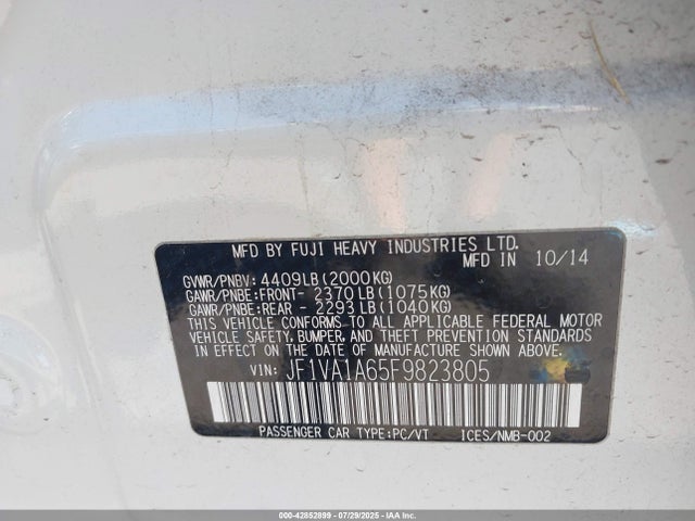 Subaru dib turbo 2015 JF1VA1A65F9823805 Image 9