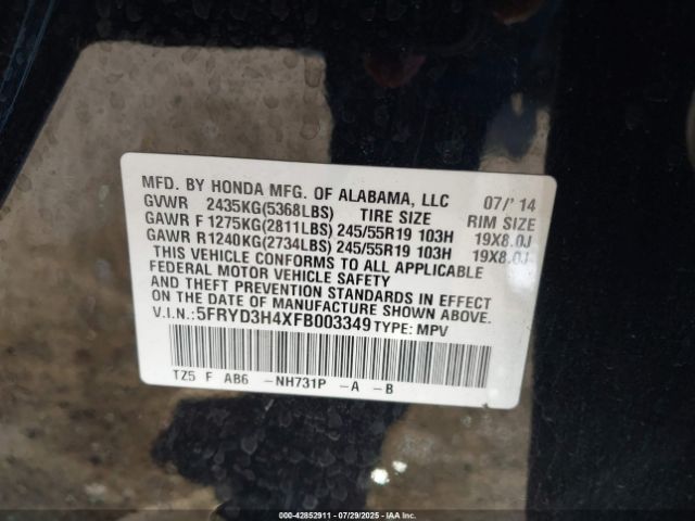 2015 ACURA MDX 5FRYD3H4XFB003349 Photo 8