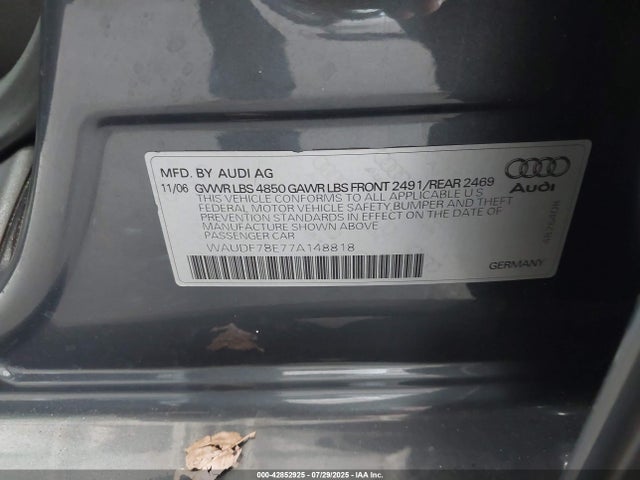 2007 AUDI A4 WAUDF78E77A148818 Photo 8