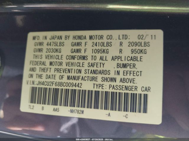 2011 ACURA TSX JH4CU2F68BC009442 Photo 8