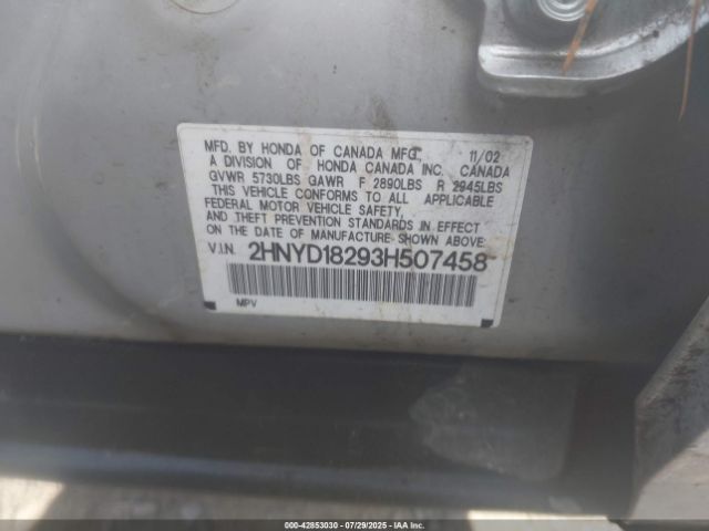 2003 ACURA MDX 2HNYD18293H507458 Photo 8