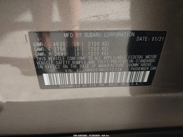 Subaru 2021 2021 4S3BWAD63M3012126 Image 9