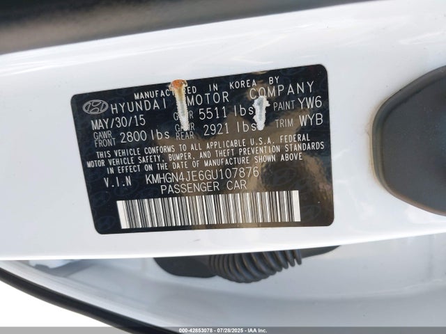 KMHGN4JE6GU107876 Hyundai dohc gdi lambda ii