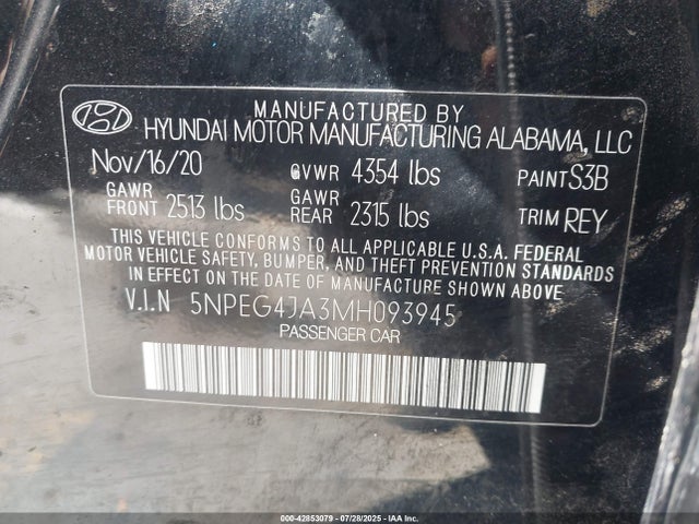 Hyundai gdi theta iii 2021 5NPEG4JA3MH093945 Image 9