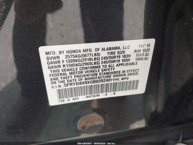 2016 ACURA MDX 5FRYD4H9XGB039240 Photo 8