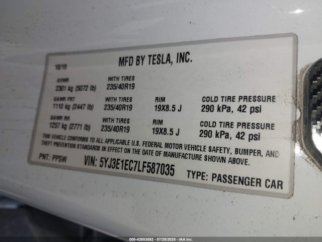 2020 TESLA MODEL 3 5YJ3E1EC7LF587035 Photo 8