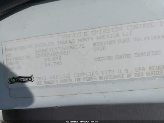 1FVHCYCY7GHHB6175 Freightliner Cummins Isl