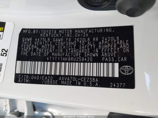 4T1T11AK8RU259420 Toyota a25a-fks