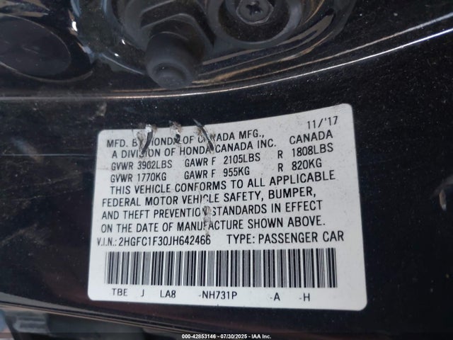2HGFC1F30JH642466 Honda l15b7