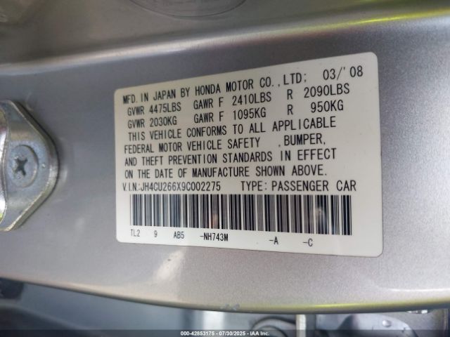 2009 ACURA TSX JH4CU266X9C002275 Photo 8