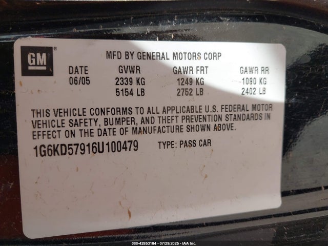 2006 CADILLAC DTS 1G6KD57916U100479 Photo 8