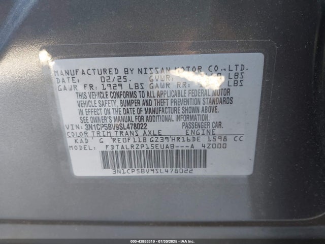 Nissan 2025 2025 3N1CP5BV9SL478022 Image 9