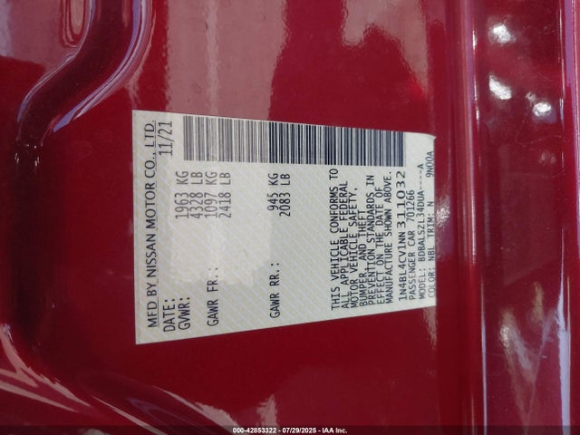 Nissan 2022 2022 1N4BL4CV1NN311032 Image 9