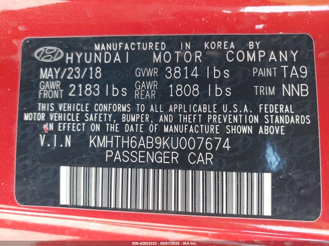 KMHTH6AB9KU007674 Hyundai t-gdi gamma
