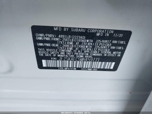 Subaru na u5 2021 JF2SKAFC5MH459771 Image 9