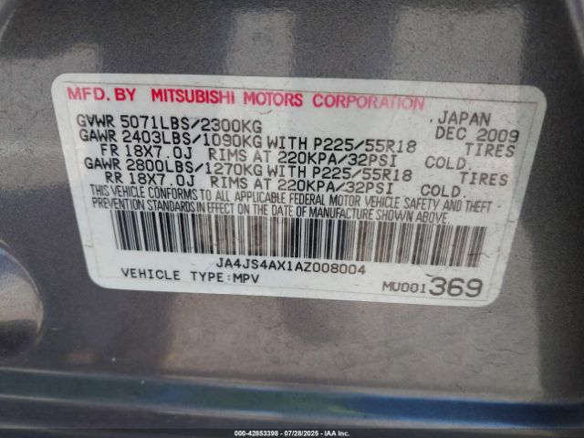 2010 MITSUBISHI OUTLANDER JA4JS4AX1AZ008004 Photo 8