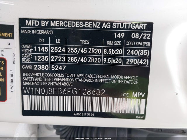 W1N0J8EB6PG128632 Mercedes-Benz m264