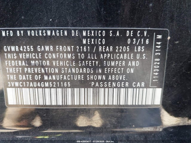 3VWC17AU4GM521165 Volkswagen 1.8 tsi