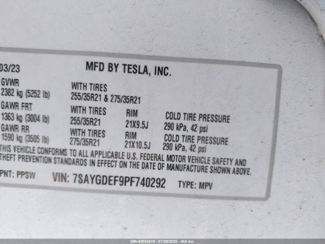 2023 TESLA MODEL Y 7SAYGDEF9PF740292 Photo 8