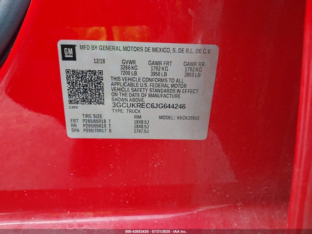 3GCUKREC6JG644246 Chevrolet l83 - sidi: spark ignited direct injection, vvt: variable valve timing, afm, e85 max, alum