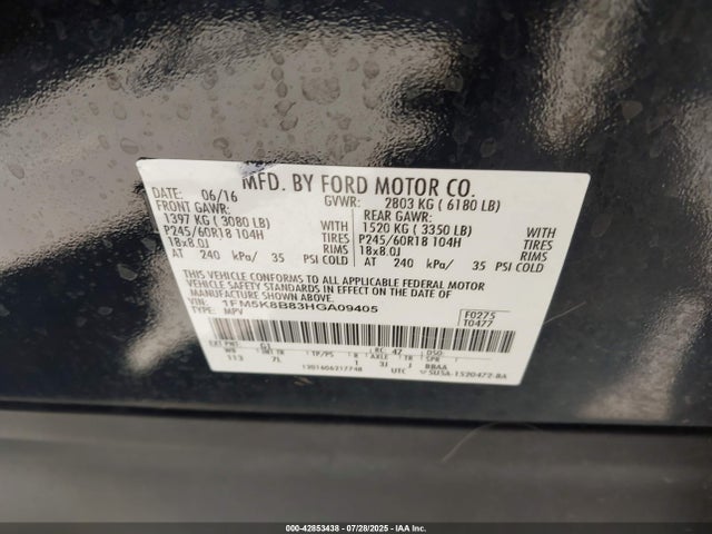 Ford 3.5l ti-vct 2017 1FM5K8B83HGA09405 Image 9