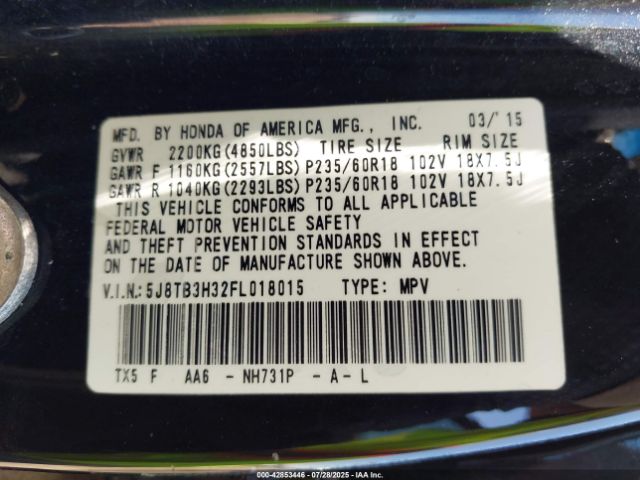 2015 ACURA RDX 5J8TB3H32FL018015 Photo 8