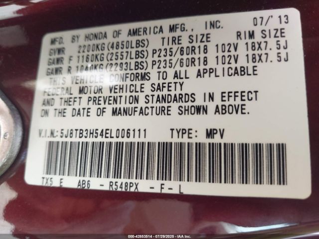 2014 ACURA RDX 5J8TB3H54EL006111 Photo 8