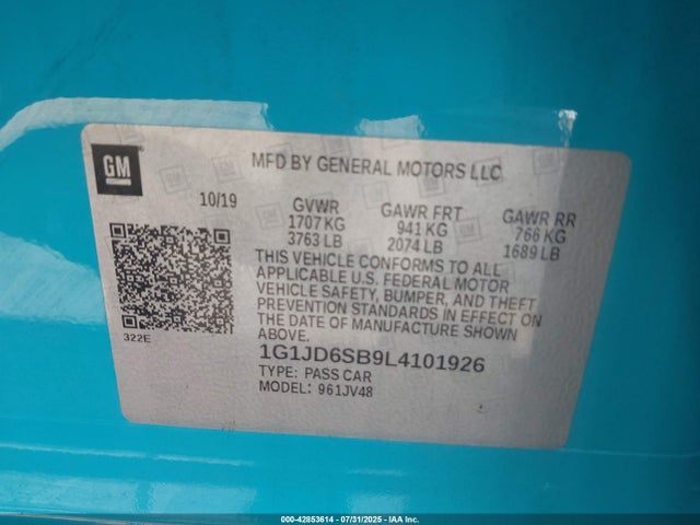 1G1JD6SB9L4101926 Chevrolet luv - mfi, variable valve timing, alum, e85 max