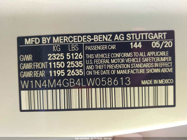 W1N4M4GB4LW058613 Mercedes-Benz m260