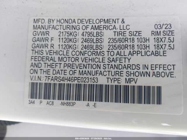 Honda l15be 2023 7FARS4H46PE023153 Image 9