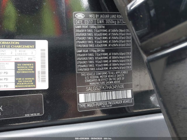 Land Rover td6 lev3 lev160 2017 SALGS2FK7HA345506 Image 9